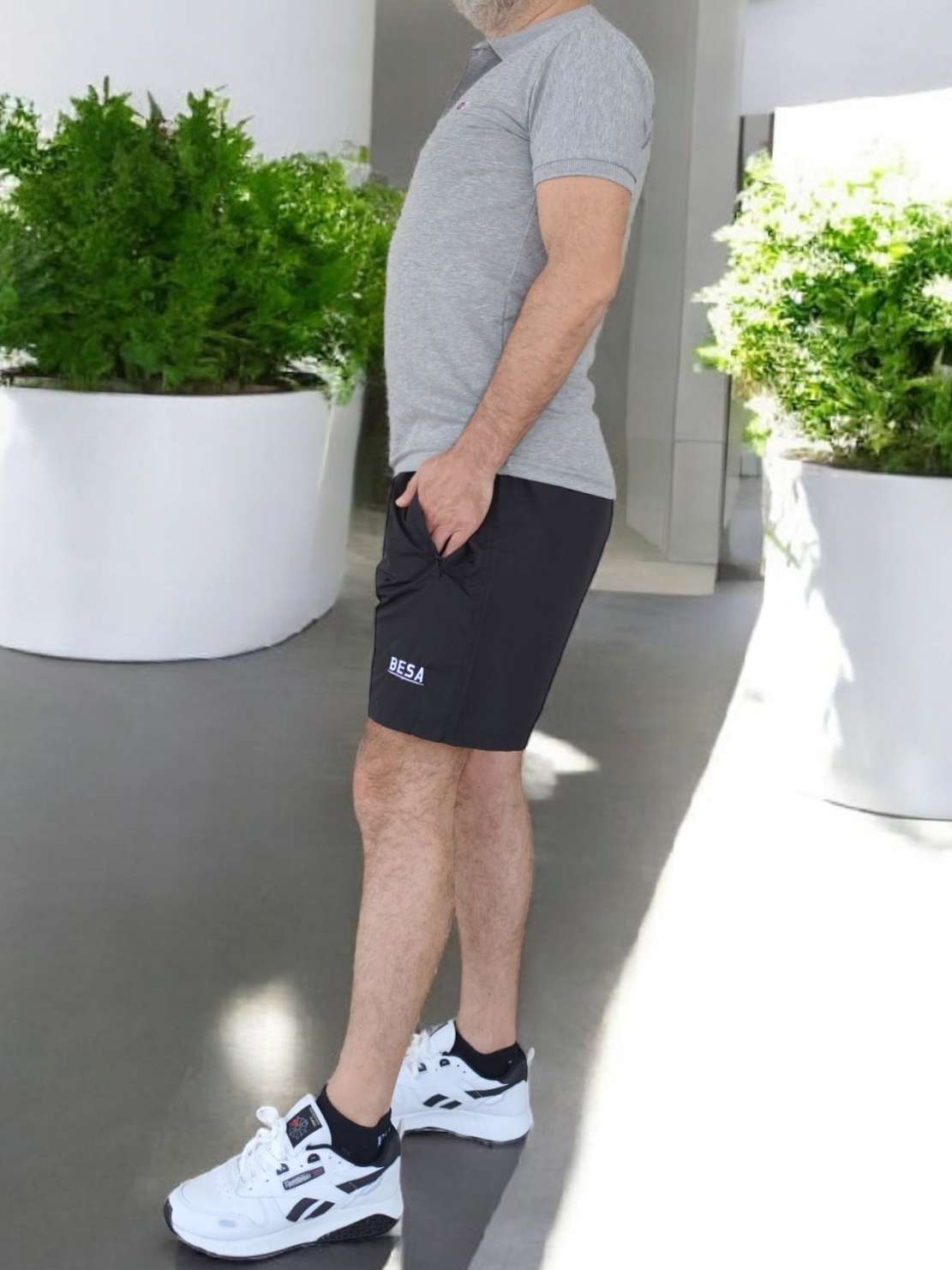 Besa Polo Yaka Fit Likralı Soft Premium Kumaş Gri T-Shirt - Görsel 7