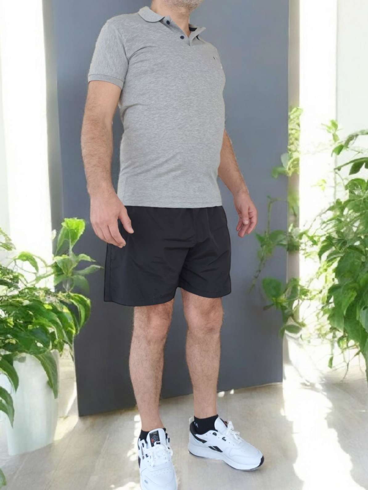 Besa Polo Yaka Fit Likralı Soft Premium Kumaş Gri T-Shirt - Görsel 4