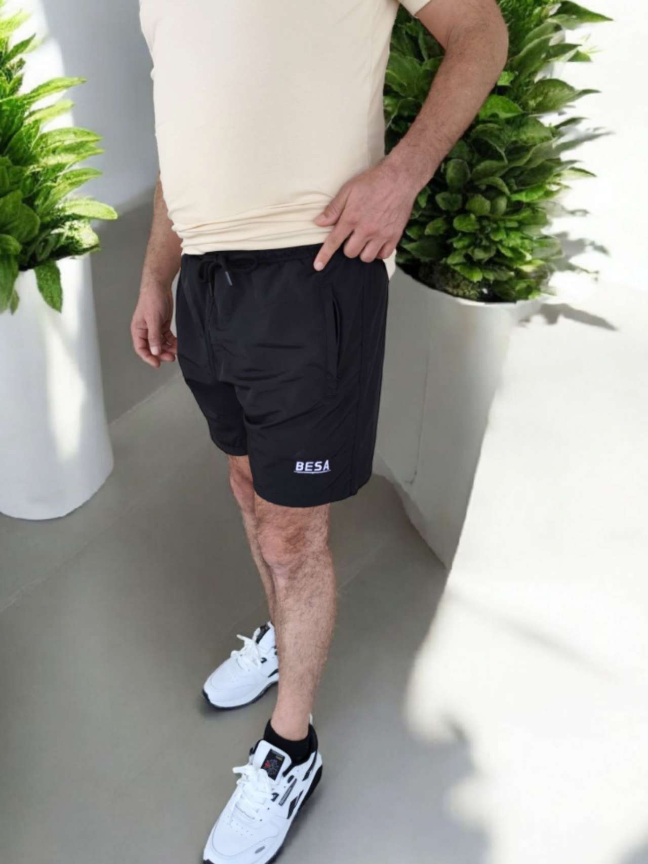 Besa Polo Yaka Fit Likralı Soft Premium Kumaş Krem T-Shirt - Görsel 4