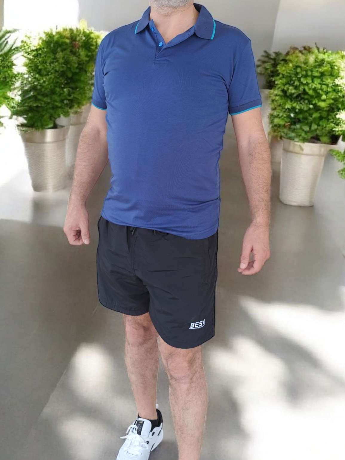 Besa Polo Yaka Fit Likralı Soft Premium Kumaş Lacivert T-Shirt