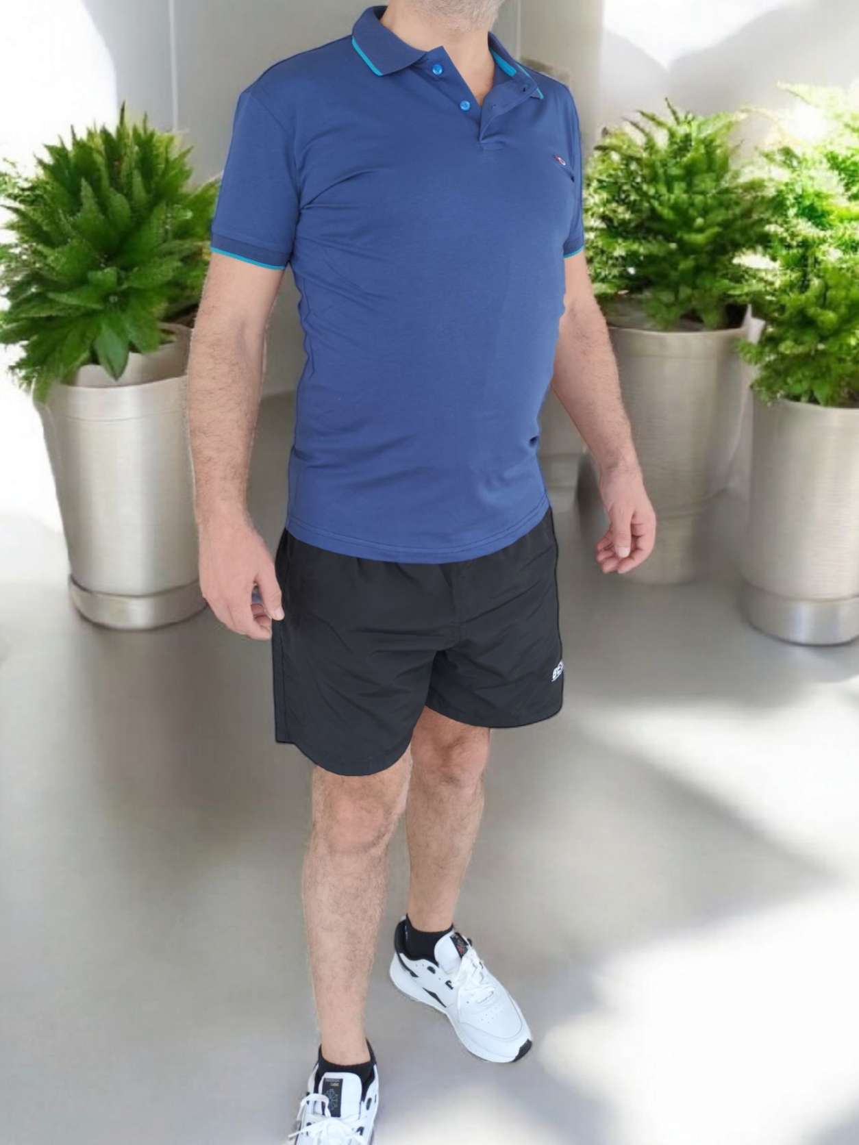 Besa Polo Yaka Fit Likralı Soft Premium Kumaş Lacivert T-Shirt - Görsel 6