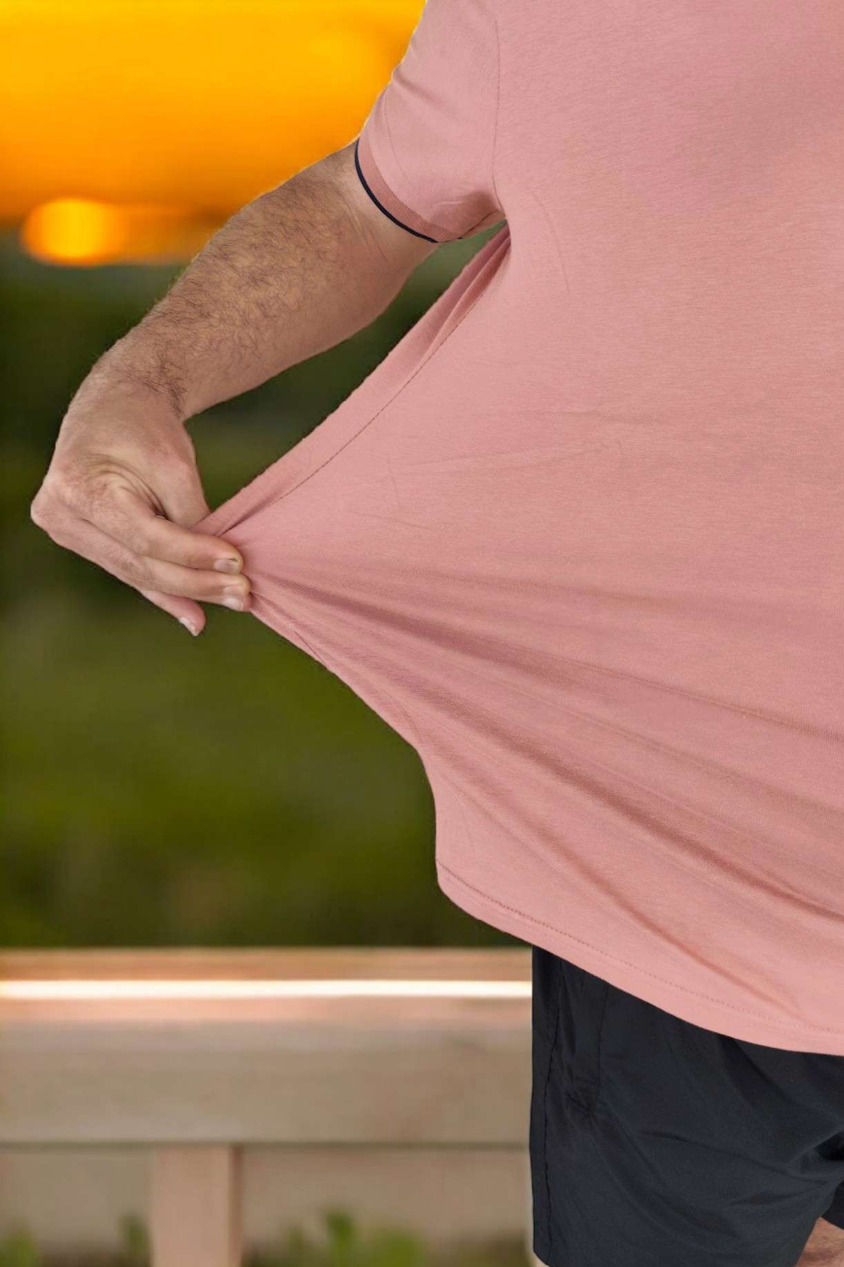Besa Polo Yaka Fit Likralı Soft Premium Kumaş PUDRA T-Shirt - Görsel 6