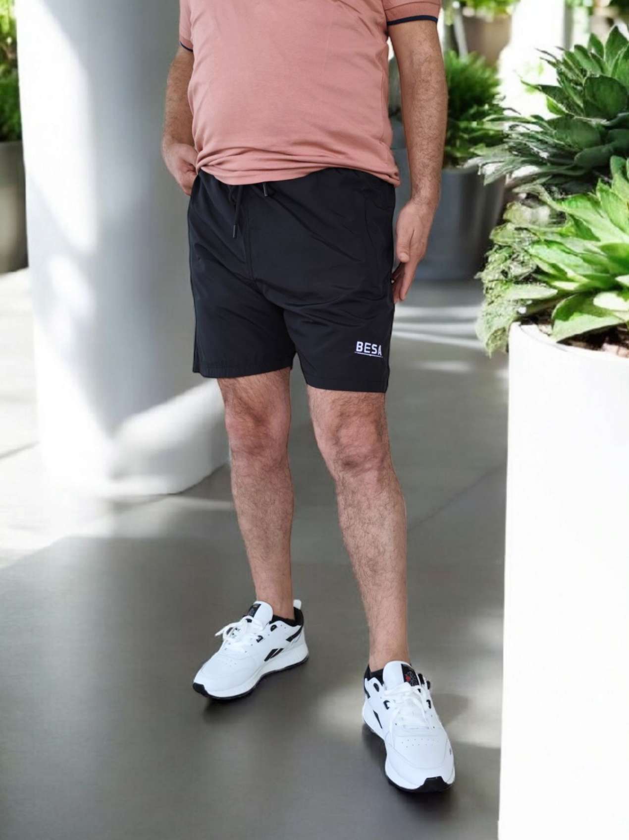 Besa Polo Yaka Fit Likralı Soft Premium Kumaş PUDRA T-Shirt - Görsel 5