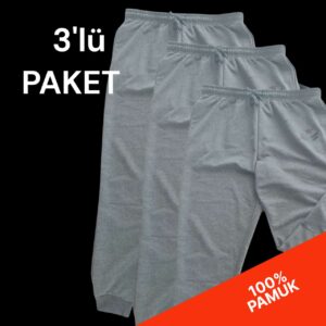 3'Lü paket Eşofman Altı Pamuklu Kumaş, Lastikli ve Bağcıklı Bel, Yan cepler, Lastikli Esnek paça