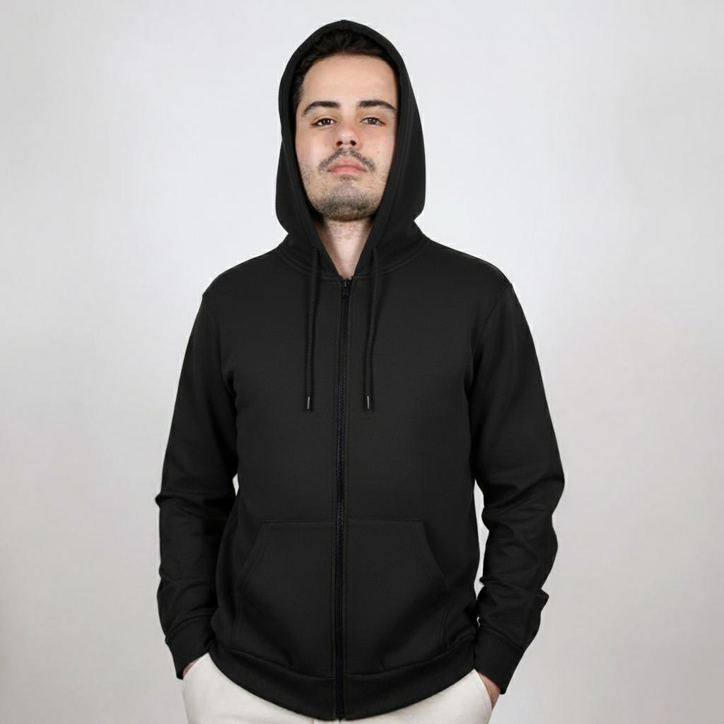 Kapüşonlu Sweatshirt Sade, Şık ve Konforlu, Tam Fermuarlı, Çift Cepli ! Her Tarza Uygun - Görsel 5