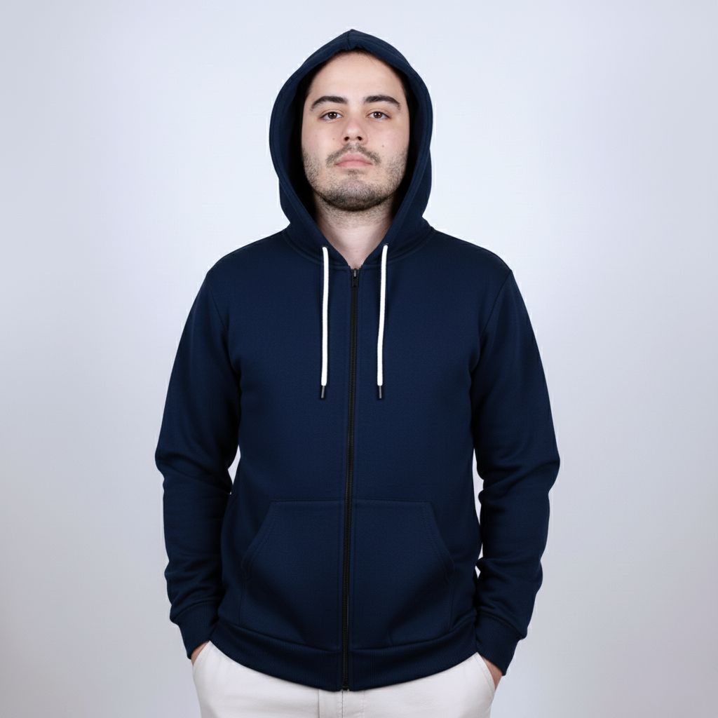Kapüşonlu Sweatshirt Sade, Şık ve Konforlu, Tam Fermuarlı, Çift Cepli ! Her Tarza Uygun - Görsel 7