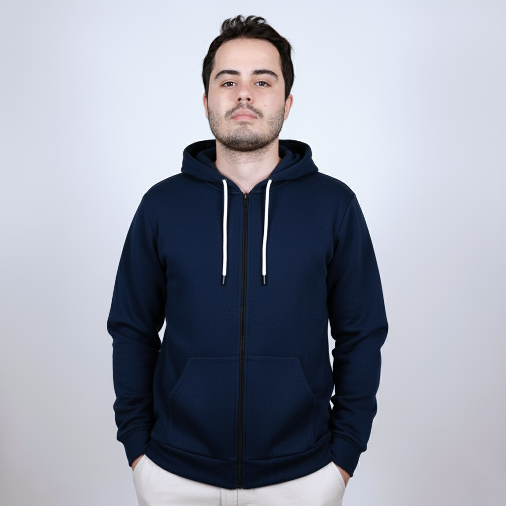 Kapüşonlu Sweatshirt Sade, Şık ve Konforlu, Tam Fermuarlı, Çift Cepli ! Her Tarza Uygun