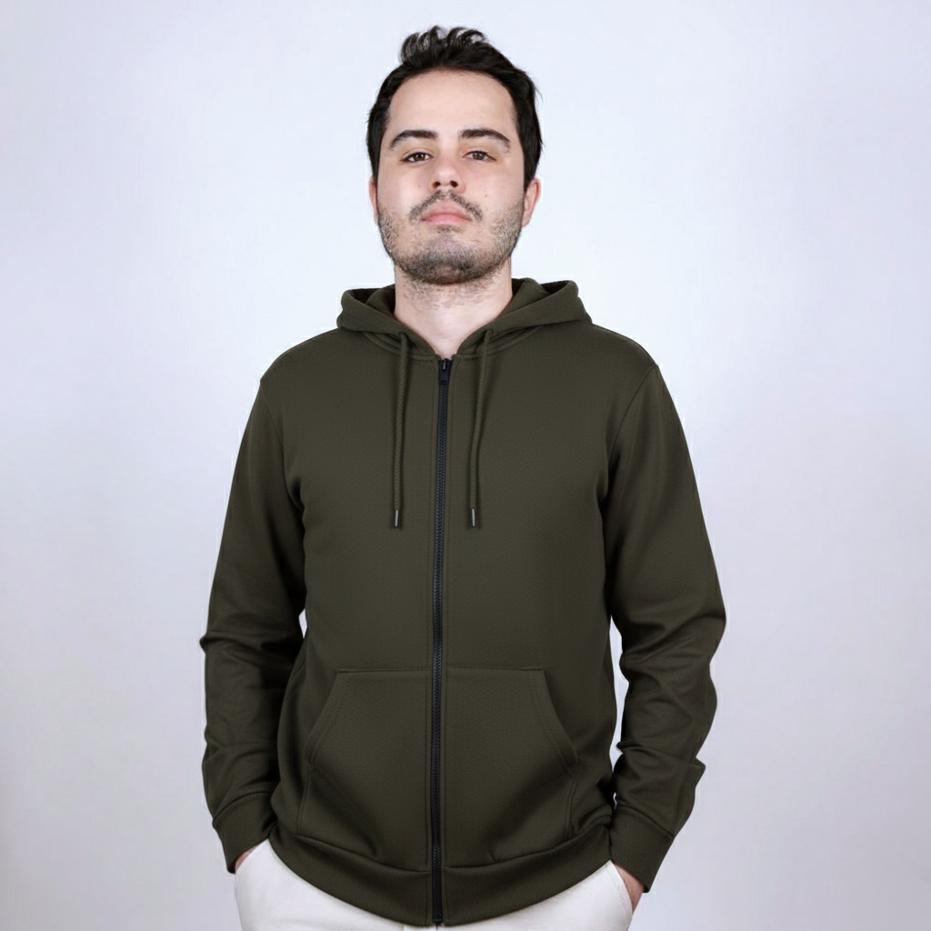 Kapüşonlu Sweatshirt Sade, Şık ve Konforlu, Tam Fermuarlı, Çift Cepli ! Her Tarza Uygun - Görsel 3